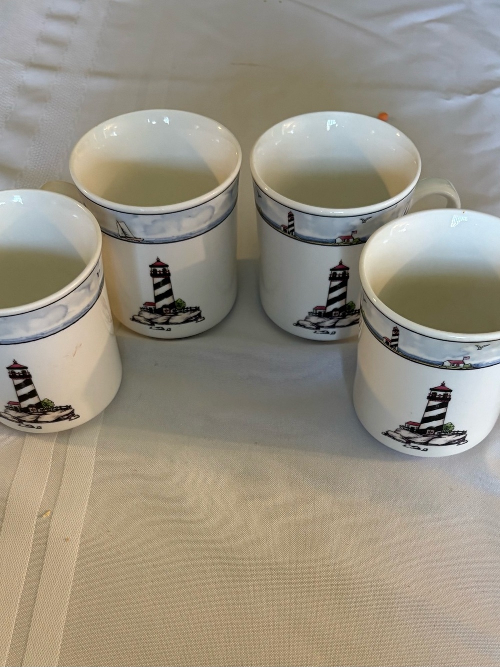 4 New Totally Today Coastal Lighthouse Mugs Coffee Cups Cape Hatteras